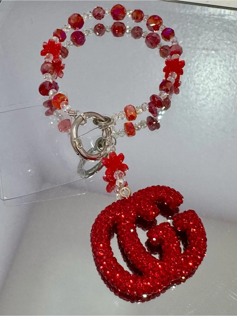 New Red Crystal Charm Phone Strap - Women's Phone Accessory